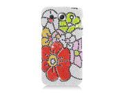 LG Optimus G Pro E980 Hard Case Cover Colorful Flower w Sparkle Rhinestones A