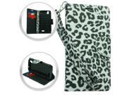 ZTE Grand X Z777 Pouch Case Cover Black White Leopard Horizontal Flap Credit Card With Strap