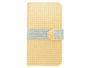 HTC Desire 510 512 Pouch Case Cover Gold White Strip Leather Wallet Diamond