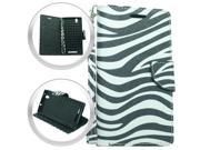 ZTE ZMAX Z970 Pouch Case Cover Black White Zebra Horizontal Flap Credit Card With Strap