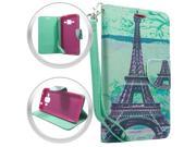 Samsung Galaxy J7 Pouch Case Cover Teal Paris Tower Horizontal Flap Credit Card With Strap