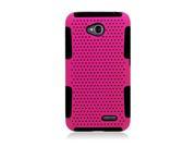 LG Optimus L70 MS323 Hard Cover and Silicone Protective Case Hybrid Perforated Hot Pink Black