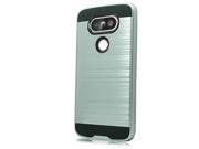 LG G5 H850 VS987 Hard Cover and Silicone Protective Case Hybrid Silver Black Brushed