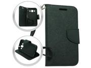 Samsung Galaxy E5 E500 Pouch Case Cover Black Black 2 Tone Deluxe Horizontal Flap Credit Card Strap