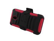 HTC One mini M4 Hard Cover and Silicone Protective Case Hybrid Black Red Curve Stand w Holster