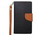 Pouch Case Cover Black Brown 2 Tone Deluxe Horizontal Flap Credit Card With Strap