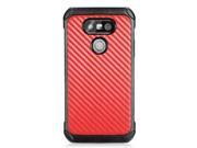 LG G5 H850 VS987 Hard Cover and Silicone Protective Case Hybrid Red Carbon Fiber Black