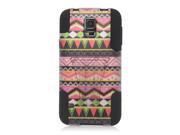 Samsung Galaxy S5 G900 Hard Cover and Silicone Protective Case Hybrid Elegant Tribal Black Y Stand