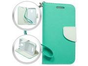 ZTE Obsidian Z820 Pouch Case Cover Teal Green White 2 Tone Deluxe Horizontal Flap Credit Card