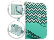 ZTE Prelude 2 Z667G Zinger Whirl 2 Pouch Case Cover Teal GRN Chevron Flap Credit Card Strap