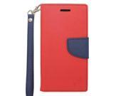 Apple iPhone 6 iPhone 6s Pouch Case Cover Red BL 2 Tone Deluxe Horizontal Flap Credit Card Strap