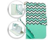 LG K7 Tribute 5 LS675 MS330 M1 Treasure Pouch Case Cover Teal GRN Chevron Flap Credit Card Strap