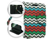 LG 306G 305C Aspire LN280 Pouch Case Cover Rainbow Chevron Horizontal Flap Credit Card With Strap