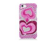 Apple iPhone 5C Light Lite Hard Case Cover Pink Silver Heart w Sparkle Rhinestones