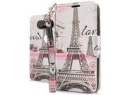 LG V20 V11 Pouch Case Cover WHT Paris Tower Horizontal Flap Credit Card Strap BLK Tray