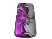 HTC One S Ville Hard Case Cover Purple Flower 2D Silver Texture