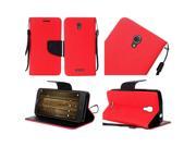 Alcatel Fierce 4 Allura 5056 Pop 4 Pouch Case Cover Red Premium PU Leather Flip Wallet Credit Card