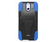 HTC One E8 Vogue Edition Hard Cover and Silicone Protective Case Hybrid Black Blue w Y Stand