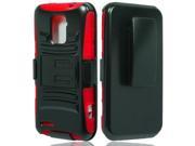 ZTE Warp 4G N9510 N862 Hard Cover and Silicone Protective Case Hybrid Black Red Curve Stand Holster