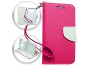 Samsung Galaxy J7 Pouch Case Cover Hot Pink White 2 Tone Deluxe Horizontal Flap Credit Card