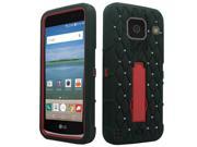 LG Optimus Zone 3 VS425PP K120 K4 Protector Case Hybrid BLK Red Symbiosis Stand Sparkle Stones
