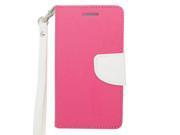 LG Lucid 3 VS876 Pouch Case Cover Pink White 2 Tone Deluxe Horizontal Flap Credit Card With Strap