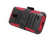 LG Lucid 3 VS876 Hard Cover and Silicone Protective Case Hybrid Black Red Curve Stand w Holster