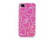 Apple iPhone 5 iPhone 5S iPhone SE Hard Case Cover Hot Pink Silver Hearts w Sparkle Rhinestones