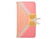 HTC Desire 510 512 Pouch Case Cover Pink PU Leather With Lace Pattern