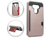 LG G5 H850 VS987 Protector Cover Case Hybrid Rose Gold Black Brushed with Card Wallet 02