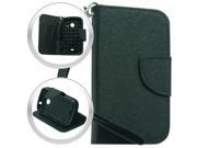 ZTE Prelude 2 Z667G Zinger Whirl 2 Pouch Case Cover BLK 2 Tone Deluxe Flap Credit Card Strap