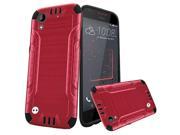 HTC Desire 530 630 Protector Cover Case Hybrid Brushed Metal Red Black Combat Robust
