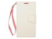 HTC One 2 M8 Pouch Case Cover White Pink 2 Tone Deluxe Horizontal Flap Credit Card