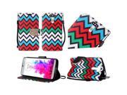 LG G5 H850 VS987 Pouch Case Cover Colorful Chevron PU Leather Bling Flip Wallet Credit Card
