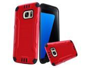 Samsung Galaxy S7 G930 Protective Cover Hybrid Brushed Metal Red Black Combat Robust