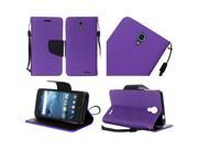 ZTE Prestige N9132 Avid Plus Z828 Sonata 3 Pouch Cover Purple Premium PU Leather Flip Wallet