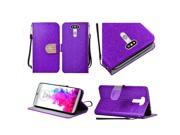 LG G5 H850 VS987 Pouch Case Cover Purple Shiny PU Leather Bling Flip Wallet Credit Card