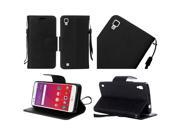 LG Tribute HD LS676 X Style 5 Pouch Case Cover Black Premium PU Leather Flip Wallet Credit Card