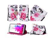LG G5 H850 VS987 Pouch Case Cover Purple Lily PU Leather Bling Flip Wallet Credit Card