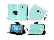 Samsung Galaxy On5 G500 G550 Pouch Case Cover Teal Premium PU Leather Flip Wallet Credit Card