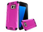 Samsung Galaxy S7 G930 Protective Cover Hybrid Brushed Metal Hot Pink Black Combat Robust