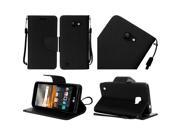 LG K3 LS450 Pouch Case Cover Black Premium PU Leather Flip Wallet Credit Card