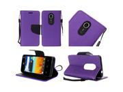 ZTE N817 Quest Uhura Pouch Case Cover Purple Premium PU Leather Flip Wallet Credit Card