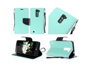 LG K7 Tribute 5 LS675 MS330 Pouch Case Cover Teal Premium PU Leather Flip Wallet Credit Card