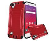 LG Tribute HD LS676 X Style 5 Protective Cover Hybrid Brushed Metal Red Black Combat Robust