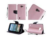 LG Optimus Zone 3 VS425PP Pouch Cover Rose Gold Premium PU Leather Flip Wallet