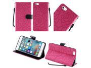 iPhone 6 4.7 6s 4.7 inches Pouch Cover Hot Pink Textured Rose Flower Design Flap w Strap