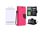 ZTE Tempo N9131 Pouch Case Cover Hot Pink Premium PU Leather Flip Wallet Credit Card