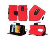 ZTE N817 Quest Uhura Pouch Case Cover Red Premium PU Leather Flip Wallet Credit Card