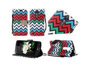 LG K7 Tribute 5 LS675 MS330 Pouch Cover Colorful Chevron PU Leather Bling Flip Wallet Credit Card